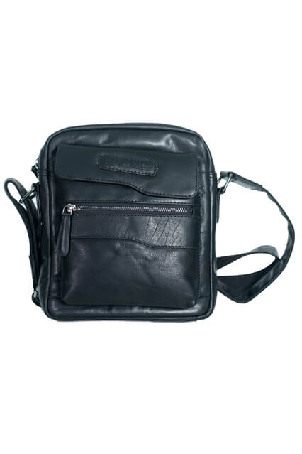 8004-Black Leather Backpack