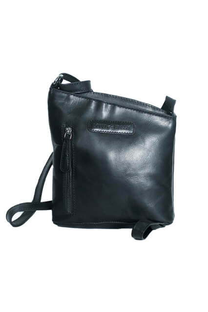 9105-Black Leather Crossbody Bag