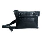 9106- Black Leather Crossbody Bag