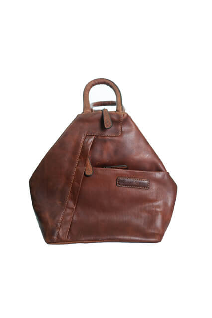 9107-Cognac Leather Backpack