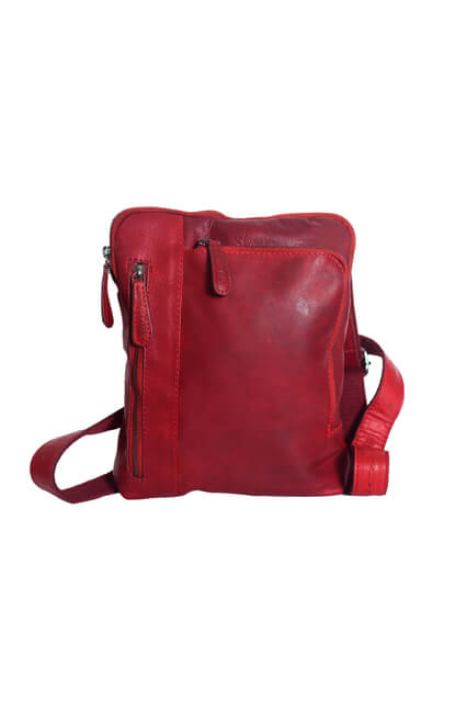 9116- Red Leather Crossbody Bag